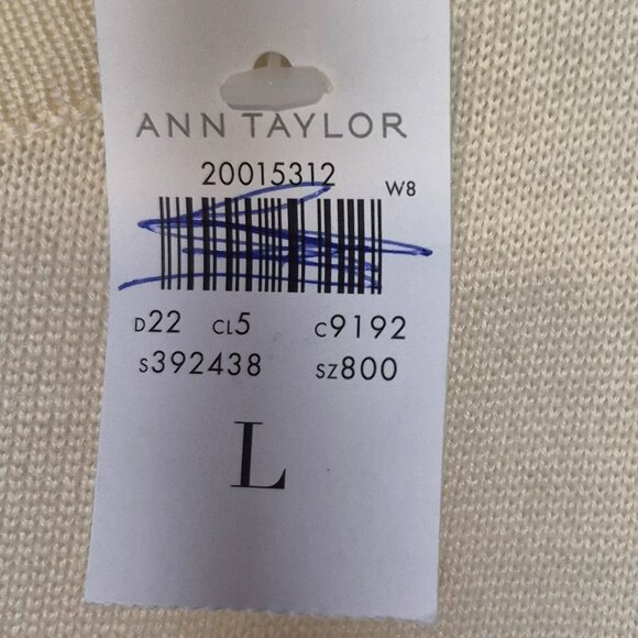 NWT Ann Taylor Cream Fine Knit Merino Wool Blend Dressy Top Size Large - Picture 2 of 6